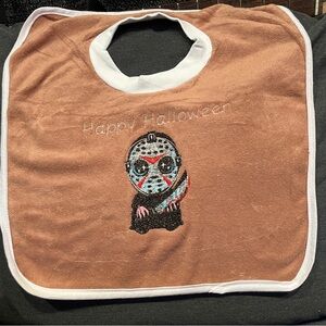 Halloween Baby Bib with Embroidered Character Jason Voorhees
